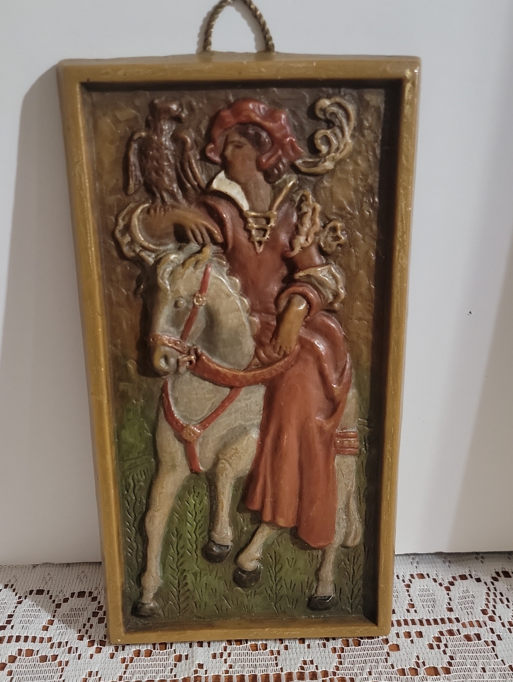 Vintage 3D Wax Relief Wall Art Plaque Hand Carved Germany